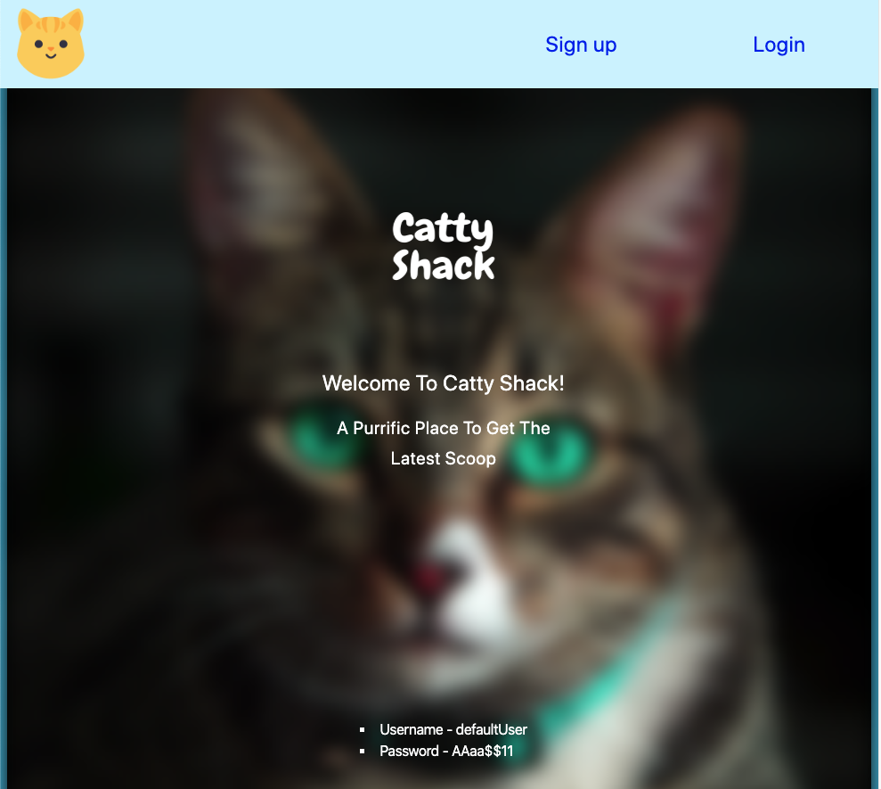 catty shack landing page